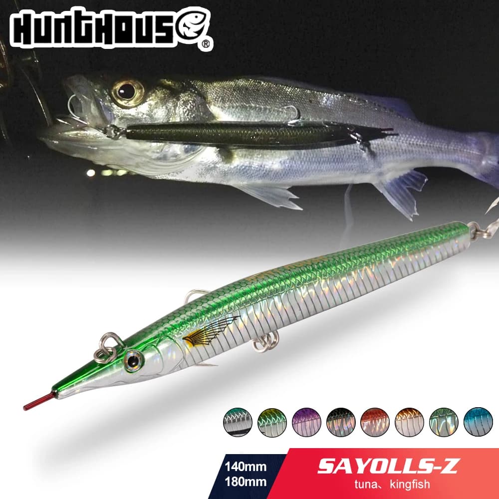 Hunthouse Ago Pesce Richiamo di Pesca 140mm/180mm Lancio Lungo Matita Stylo Stickbait Affondamento Saltare Garfish Sphyraena Pesca