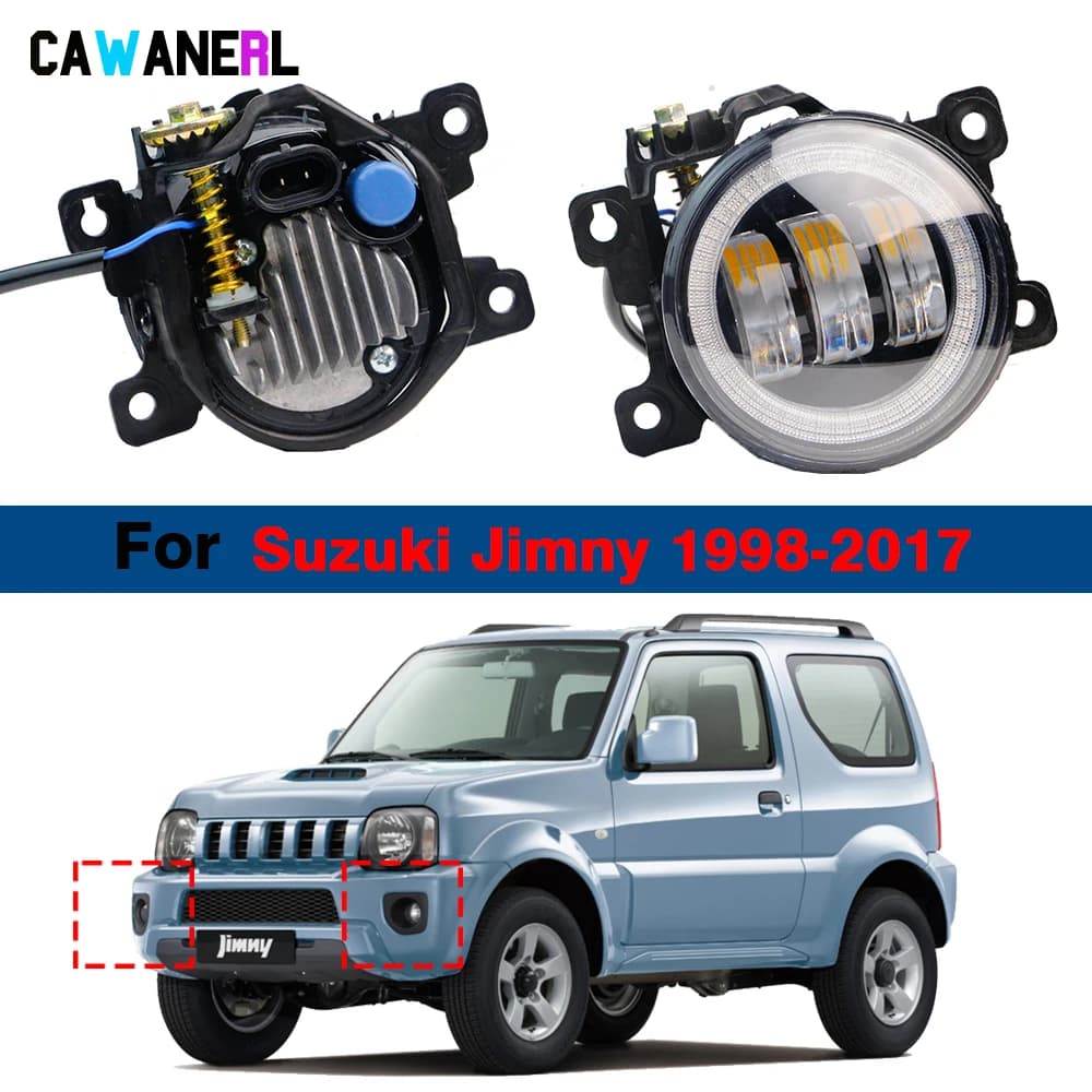 2 pieces 90MM round Angel Eye LED fendinebbia for Suzuki Jimny 1998-2017 30W H11 adjustable auto fendinebbia front day lamp DRL
