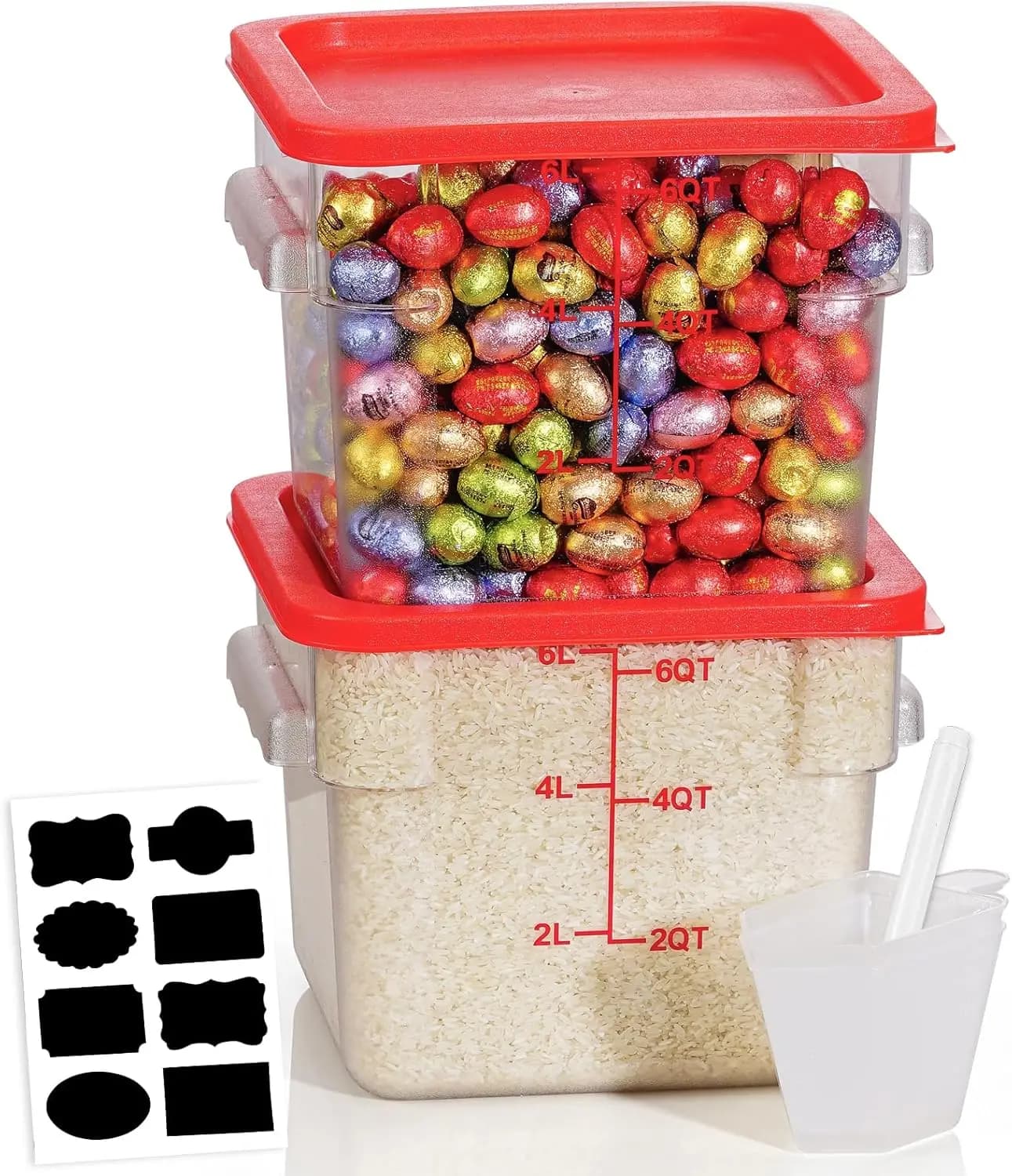 6QT Clear Food Storage Containers: 2 PCS[Food Grade][Hot&Cold Resistant] Food Storage Containers with Lids for Home Restaurant