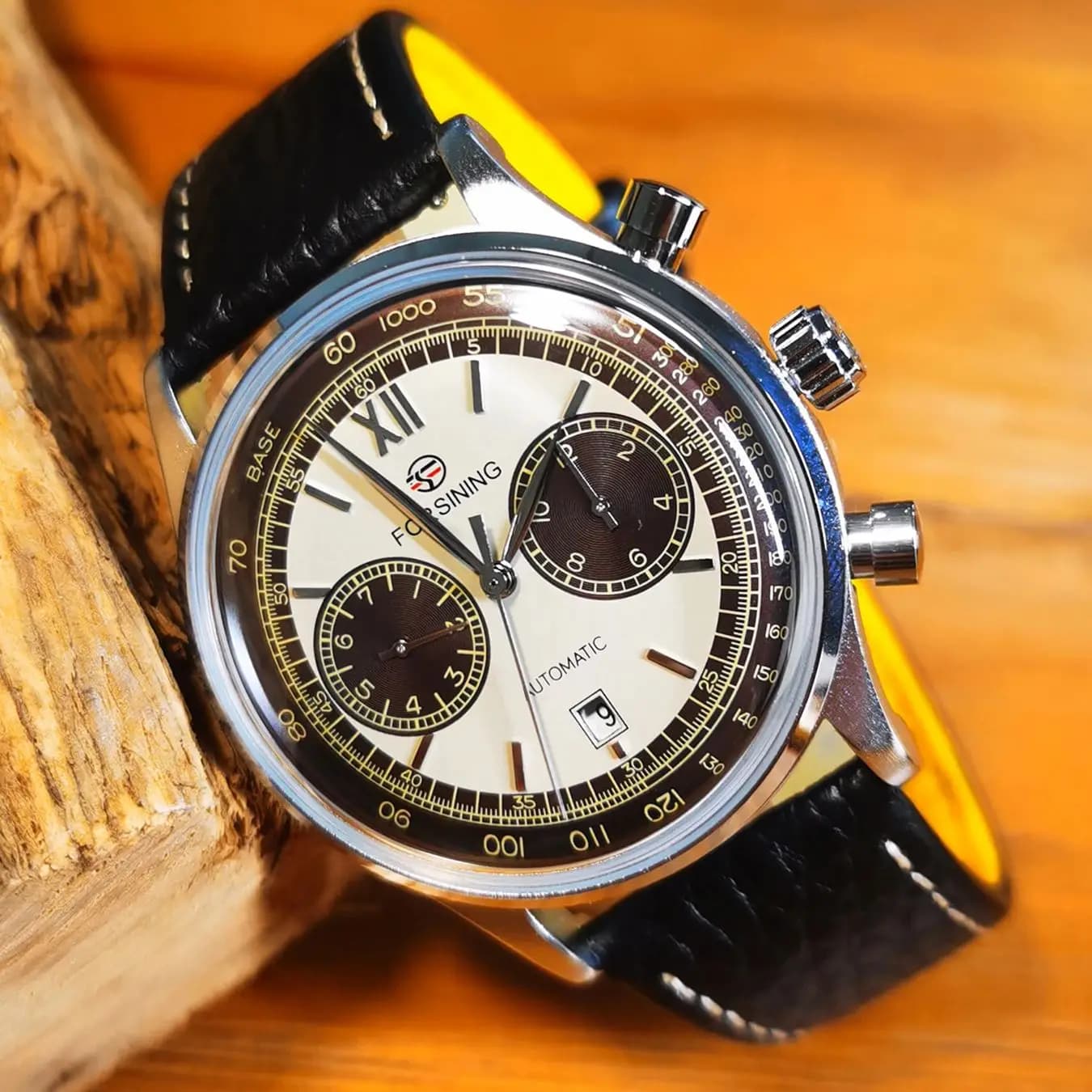 Forsining Orologio meccanico alla moda da uomo Calendario Settimana Display Orologi automatici da lavoro Cinturino in pelle Orologi da polso classici