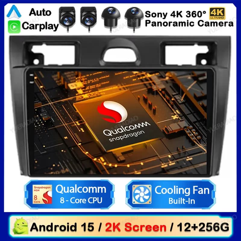Android 15 Autoradio Per Ford Fiesta Mk VI 5 Mk5 2002 - 2008 Multimediale Stereo Lettore Video GPS NAVI Carplay Auto 4G WIFI DSP BT