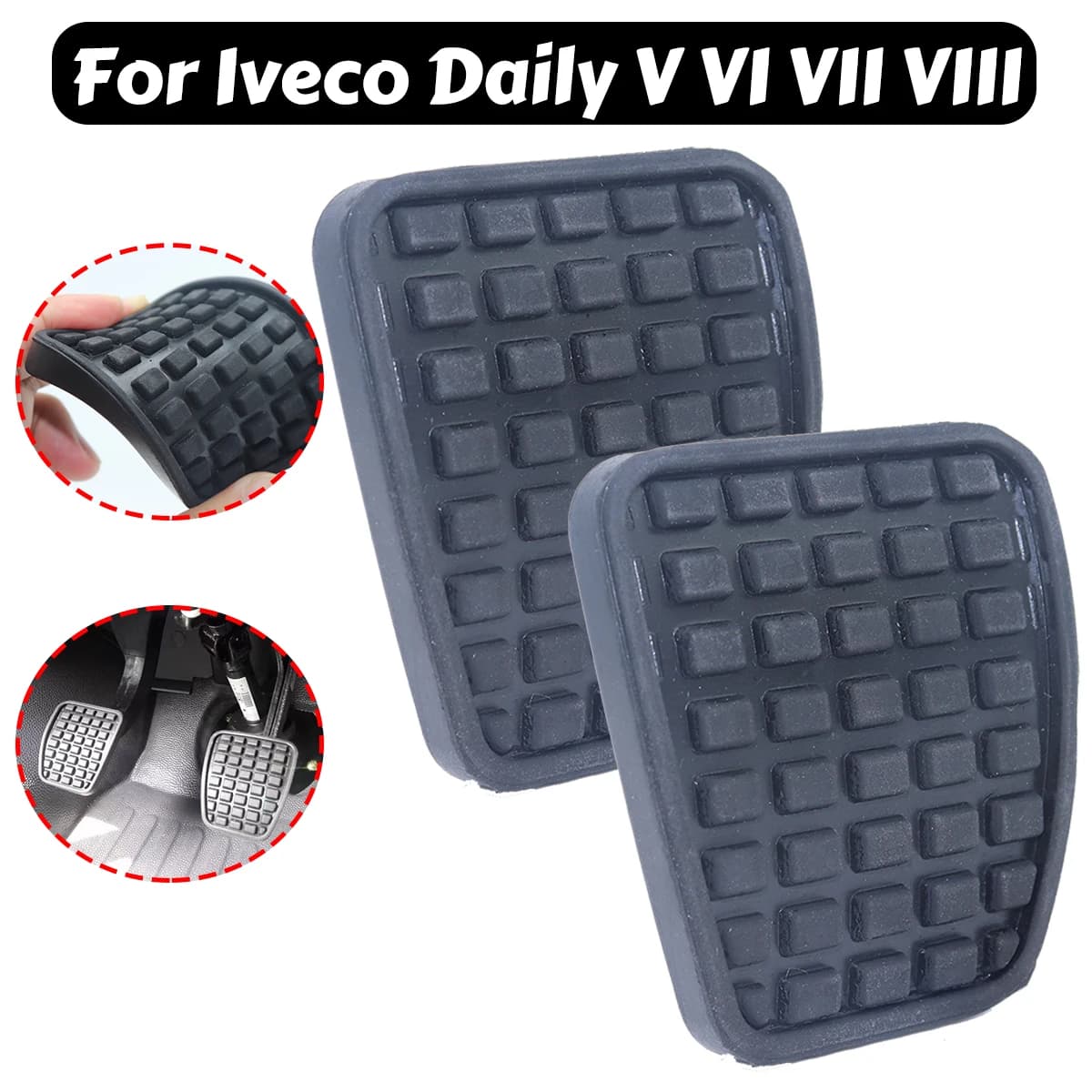 2pc Pedale Frizione Freno Copertura Tappo In Gomma Manuale Anti-Slip Pad Involucro Per IVECO Daily 2011 2014 2015 2016 2019- Parti di Ricambio