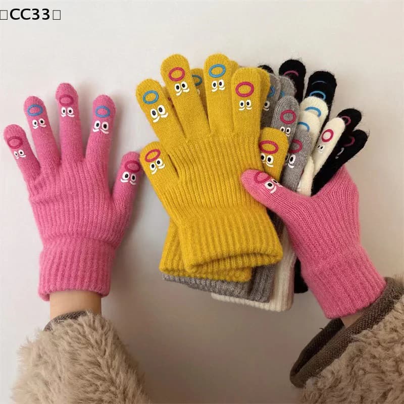Women's knitted winter gloves, touch screen, cold-resistant, warm, full-fingered, Korean style, cycling gloves that can be combined with all definitelyCC33 reasons