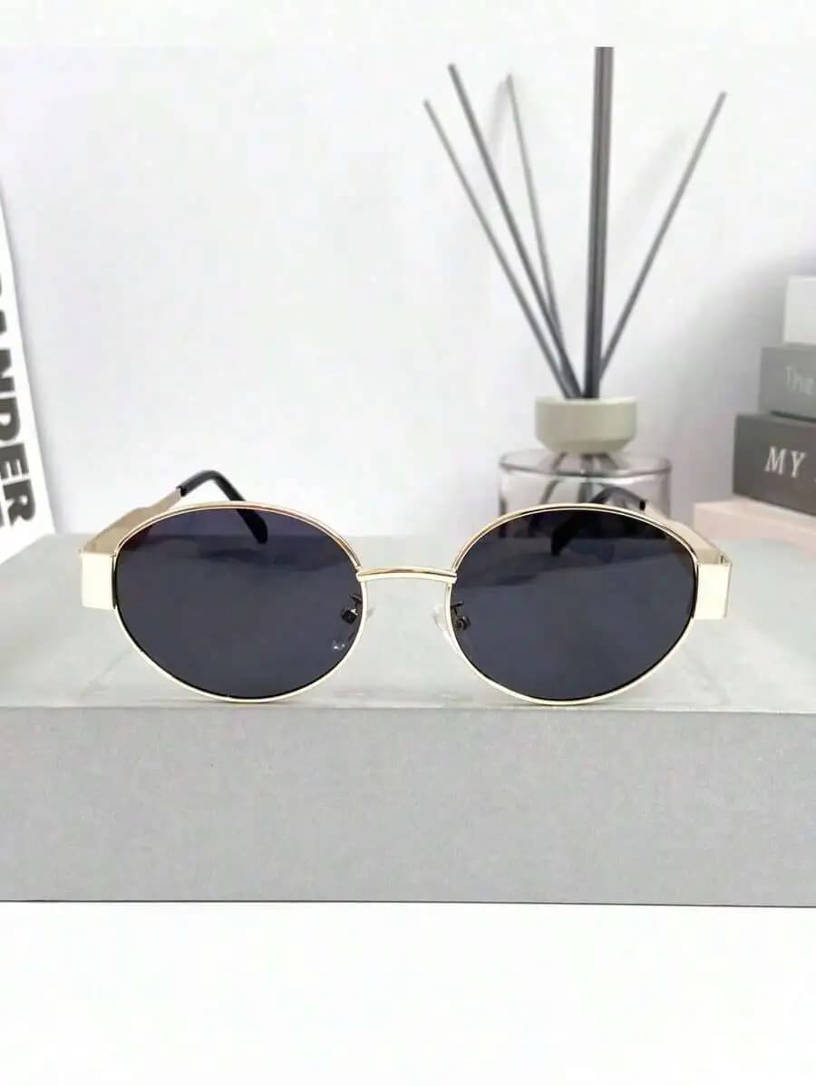 New Retro High-End Metal Oval Small Frame Fashion Glasses Men And Women, Versatile Daily, Street, Party, Beach, Holiday,