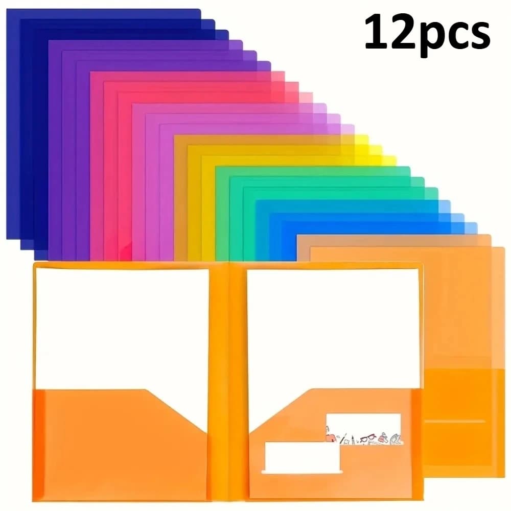 12 cartelle in plastica color caramella A4/Letter, organizer per documenti a 2 tasche per scuola, ufficio, casa, prodotti di cancelleria, Organizadora