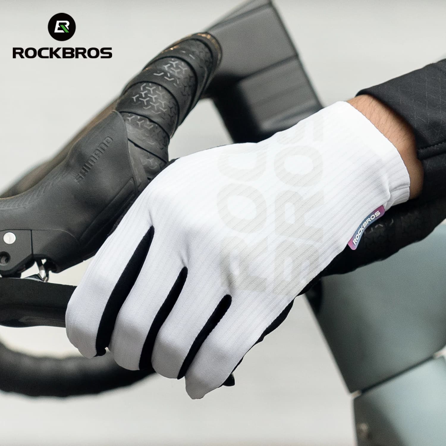 Guanti da ciclismo ROCKBROS a dita lunghe, primaverili/autunnali, traspiranti, antiscivolo, con cuscinetti sul palmo stampati in 3D, doppio assorbimento degli urti.