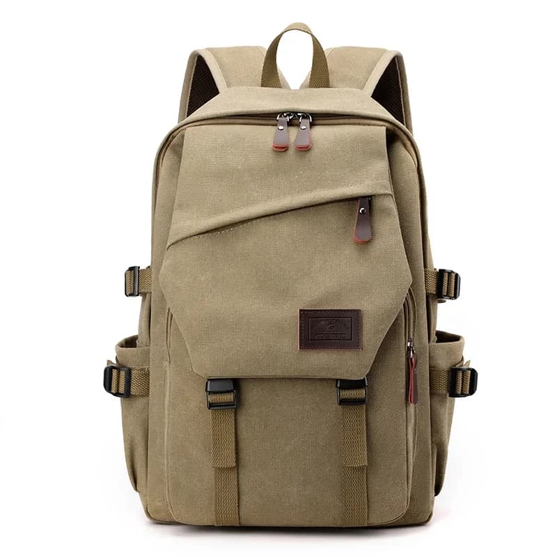 Unisex Leisure Canvas Backpack with Cover Retro Durable Large Capacity School Bag Men's Outdoor Fashionable Travel Backpack