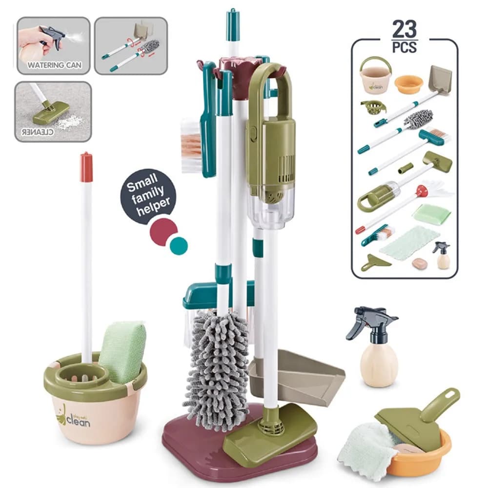 5/8/18/23PCS Multicolor Kids Cleaning Toy Set Accessories Electric Vacuum Broom and Mop Set Plastic Mini Tool Set