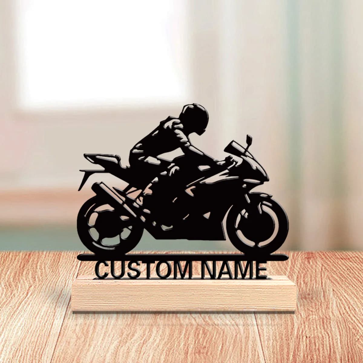 1pc Personalized Iron Desktop Ornament Customizable Name With Wooden Base Desktop Decoration That Does Not Require Assembly