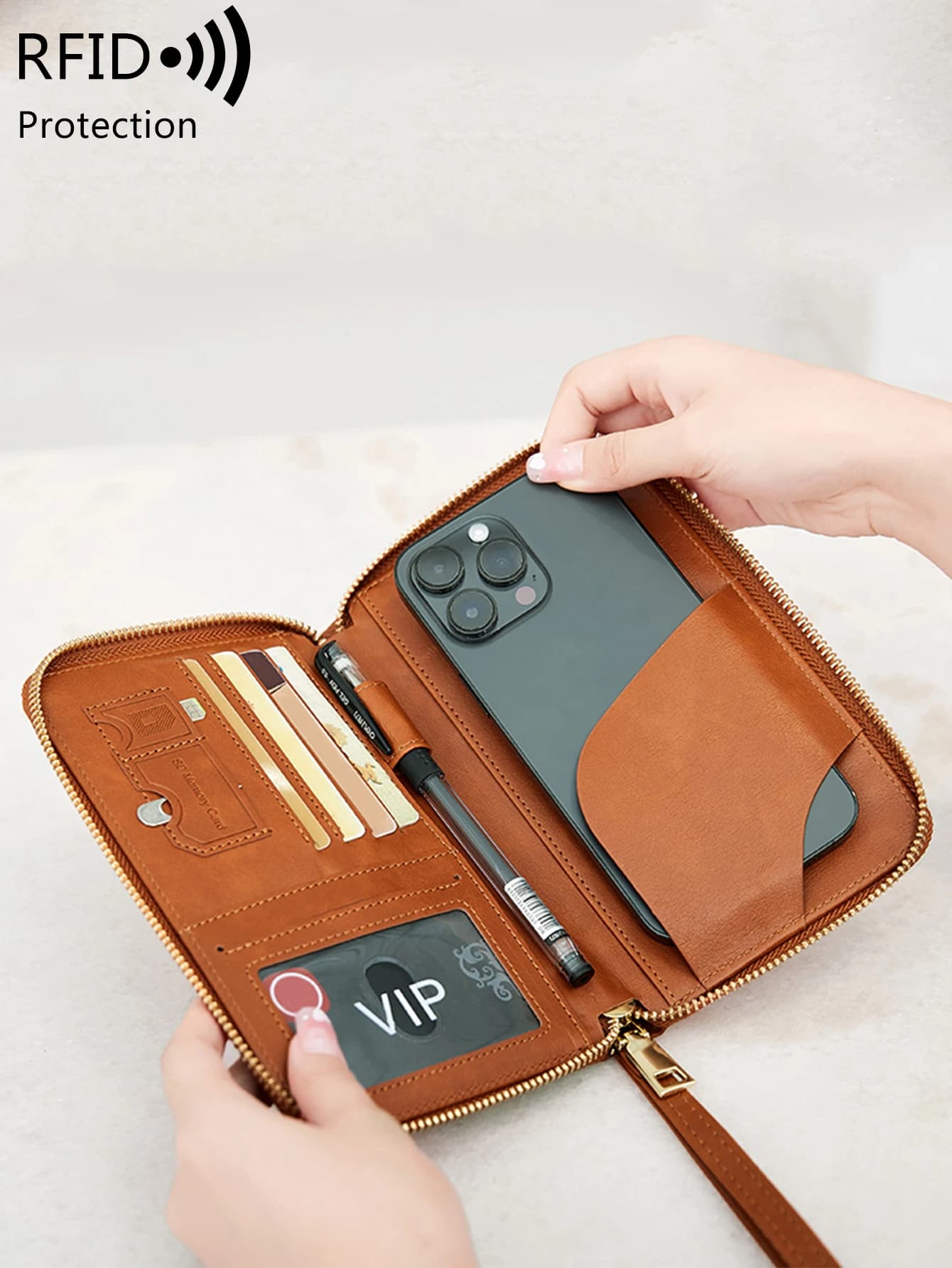 Portafoglio per passaporto RFID per donna e uomo, custodia per passaporto porta carte in pelle PU per articoli essenziali da viaggio per le vacanze in famiglia