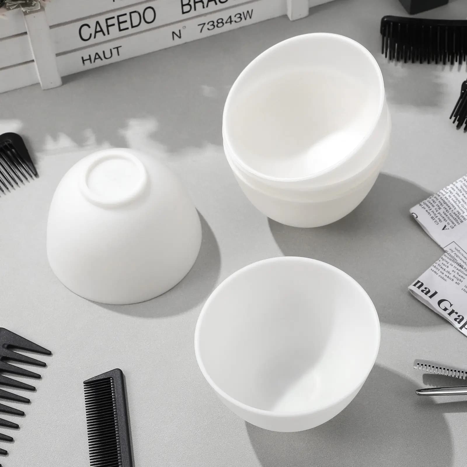 Set of 5 Silicone Bowls for Masks, Fai-da-Te Tool for Skin Care, White Silica Gel Bowls for Esteste, Read for Facial Mask Preparation