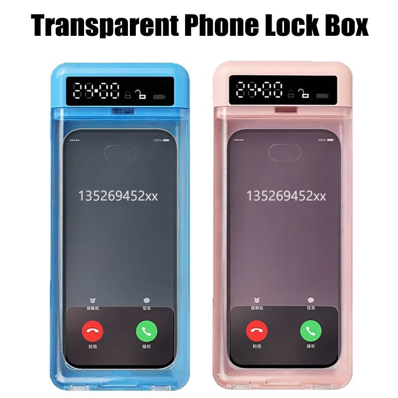 Cassetta di sicurezza per telefono con timer intelligente Cassetta di sicurezza per telefono cellulare trasparente con timer Display LCD Scatole per telefoni per studenti Strumenti per autodisciplina