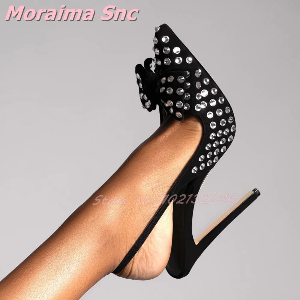 Sandali con Fiocco a Farfalla in Cristallo, Punta a Spillo, Slingback, Sexy Scarpe da Donna con Tacco Alto, Moda Estiva, Nuovi