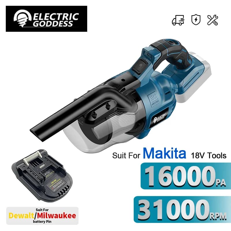 Dea elettrica Cordless Aspirapolvere Elettrico Polvere Tappeto Macchina Pulita Per Makita/Dewalt/Milwaukee 18-20V Perni Batteria