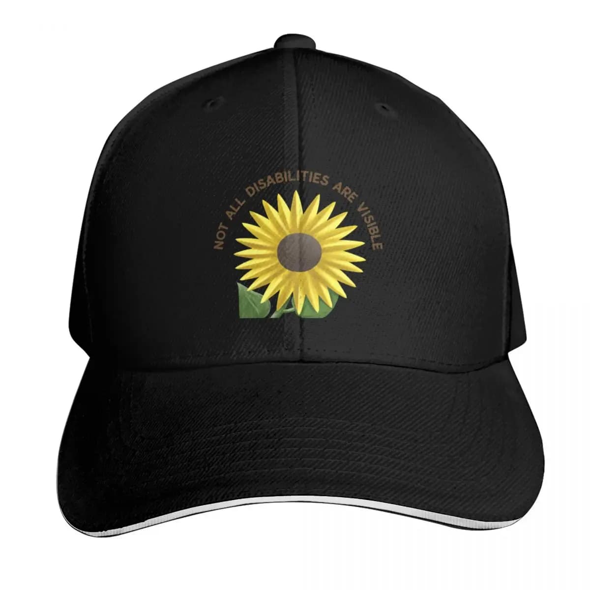 Not All Disabilities Are Visible. Hidden Disabilities Awareness Sunflower Baseball Cap Gentleman Hat Sun Cap Hats Woman Men's