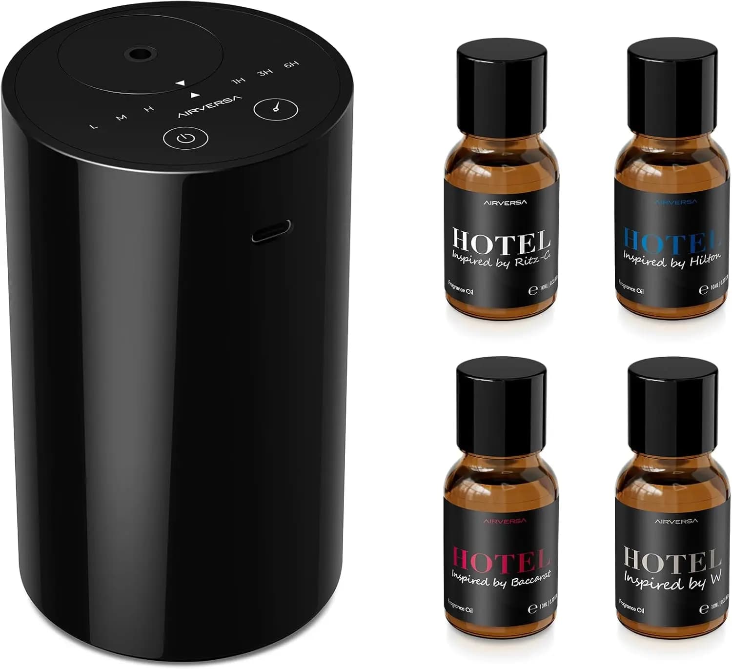 Kit Diffusore di Oli Essenziali Senz'Acqua con 4 Oli Profumati per Hotel, Portatile a Batteria per Casa, Auto, Ufficio