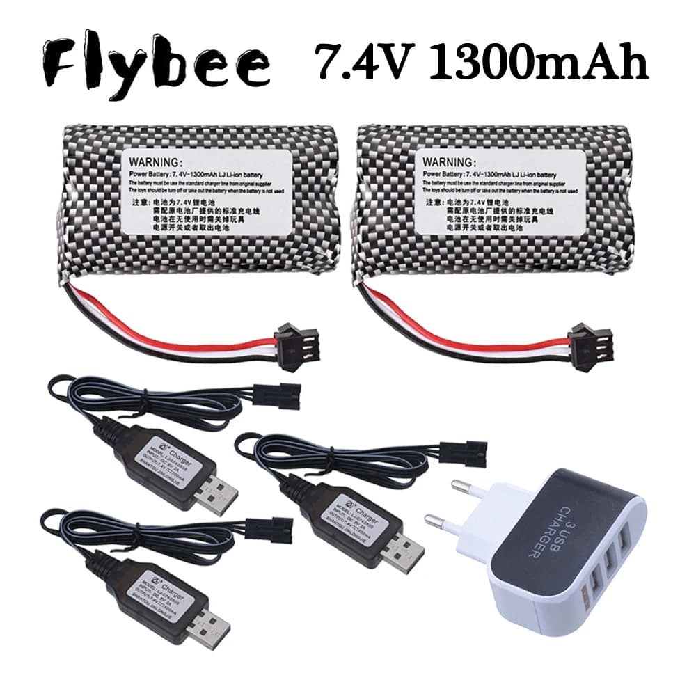 7.4V 1300mAh batteria agli ioni di litio SM-3P spina + caricabatterie per orologio rilevamento dei gesti Twisted RC Stunt Car 18650 7.4v batteria ricaricabile