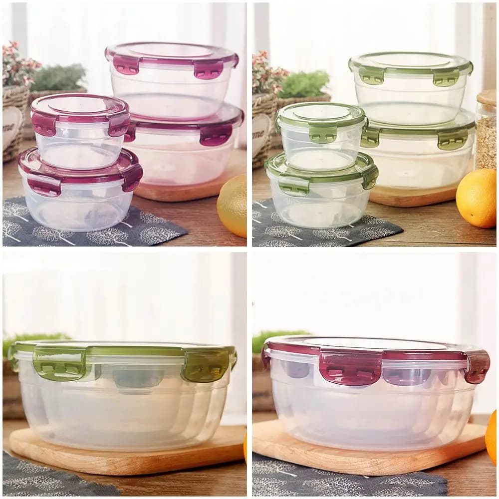 1 pz scatola di immagazzinaggio rotonda rettangolare sigillata plastica portatile con coperchio Trasparent Crisper impilabile scatole per il pranzo riscaldate a microonde