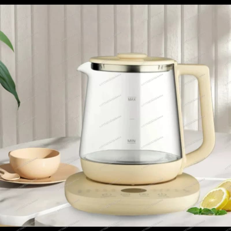 Bollitore Elettrico in Vetro Trasparente da 1,5L, Tipo Separabile, Multifunzionale, per Tisane e Decotti, per Uso Domestico