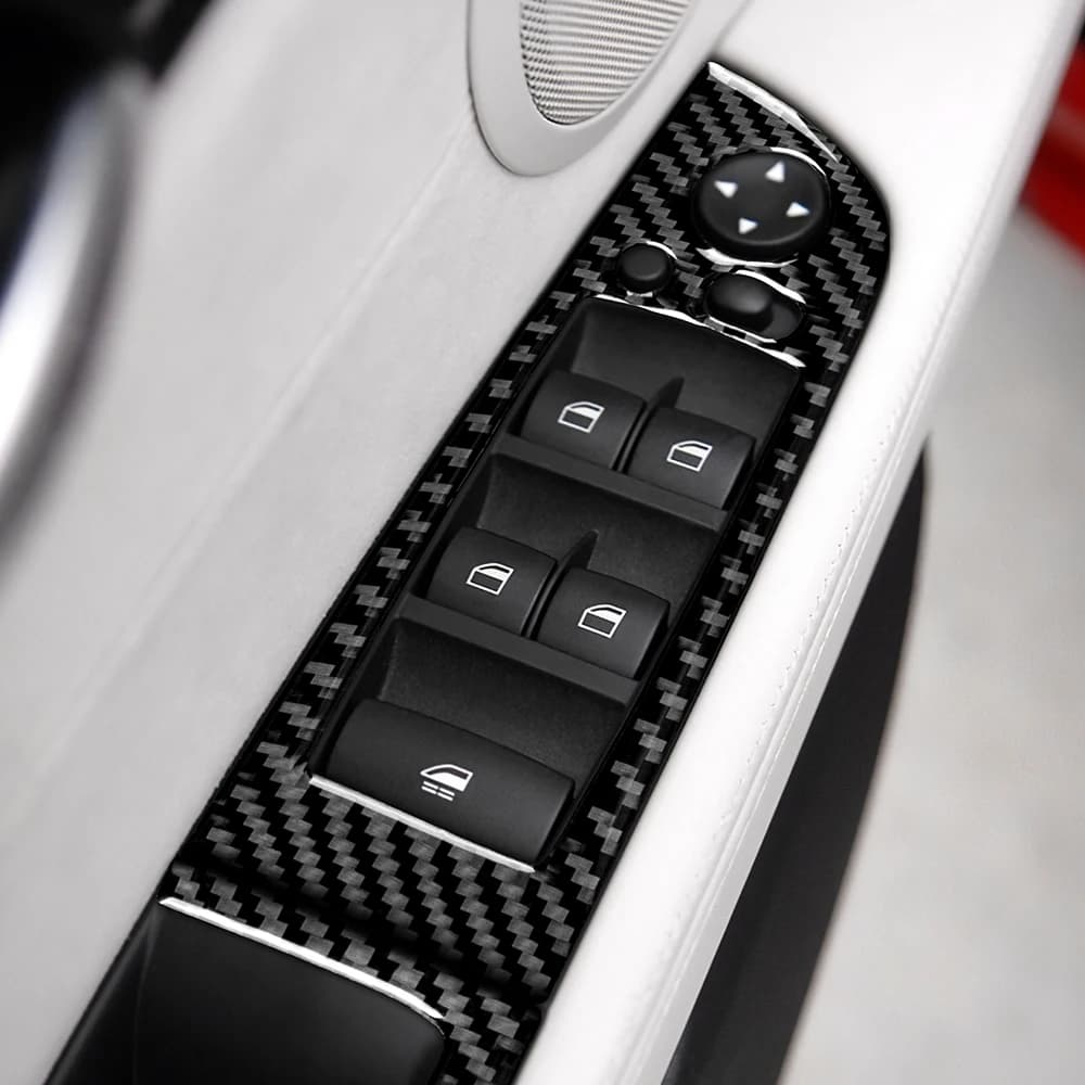 Per BMW Z4 E89 2009-2017: Adesivo in Fibra di Carbonio per Pannello Interruttori Alzacristalli, Cornice di Controllo Porte Anteriori e Posteriori, Accessori Interni