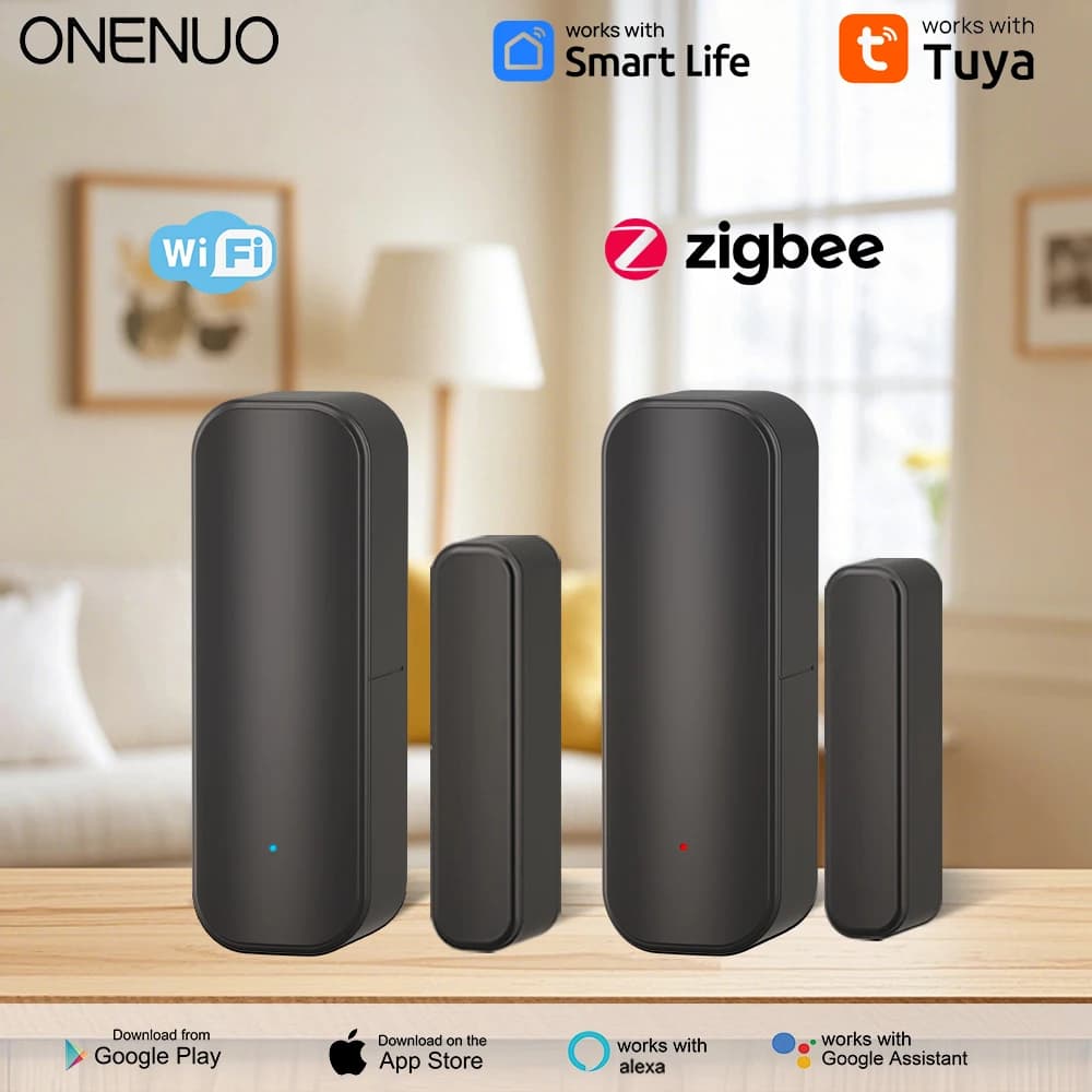 Sensore per porte e finestre WiFi o ZigBee Tuya Smart Home Rilevatori di porte aperte e chiuse senza fili APP Allarme remoto Casa