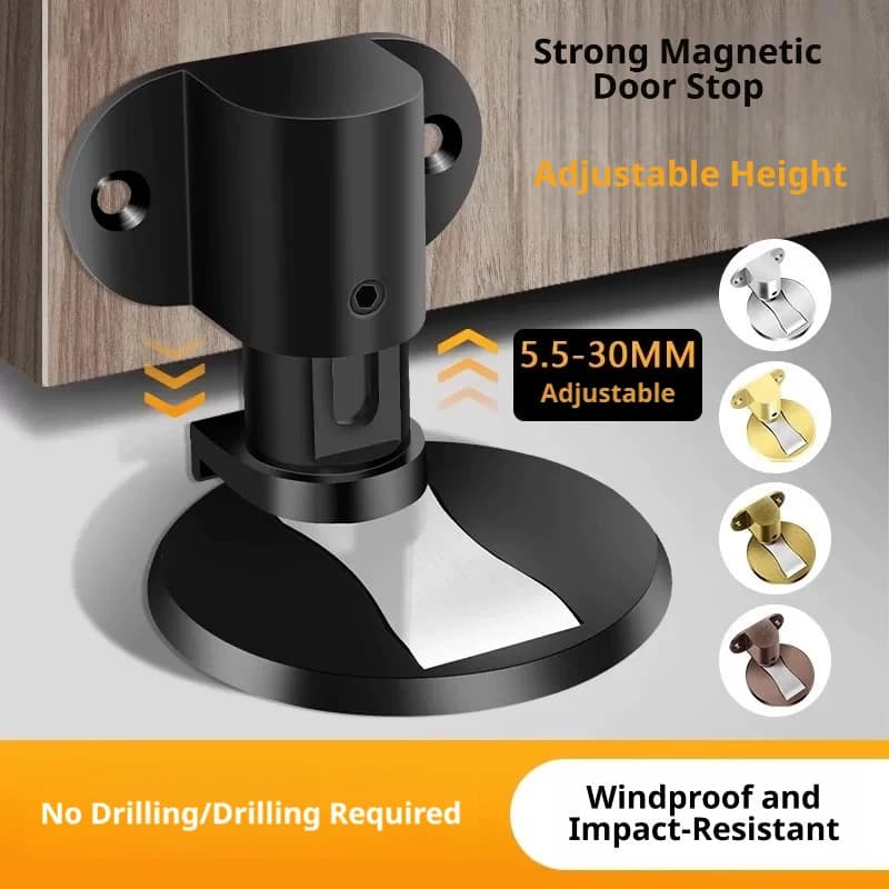 Adjustable Stainless Steel Door Stop Punch-free Strong Magnetic Anti-collision Door Stopper Invisible Bathroom Floor Door Stop