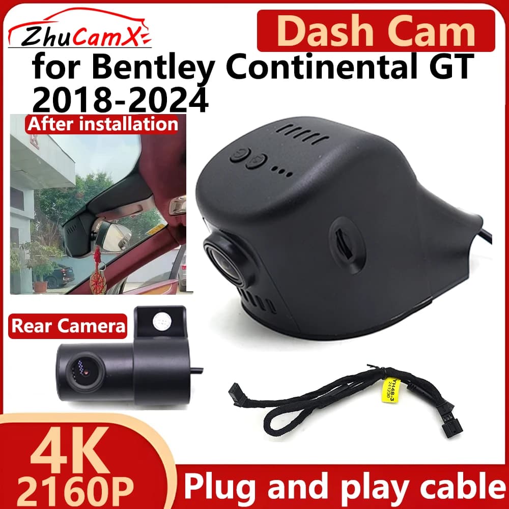ZhuCamX for Bentley Continental GT 2018-2024 4K UHD 2160P DVR for Car Dash Cam Camera for Night Vision Plug and Play Recorder