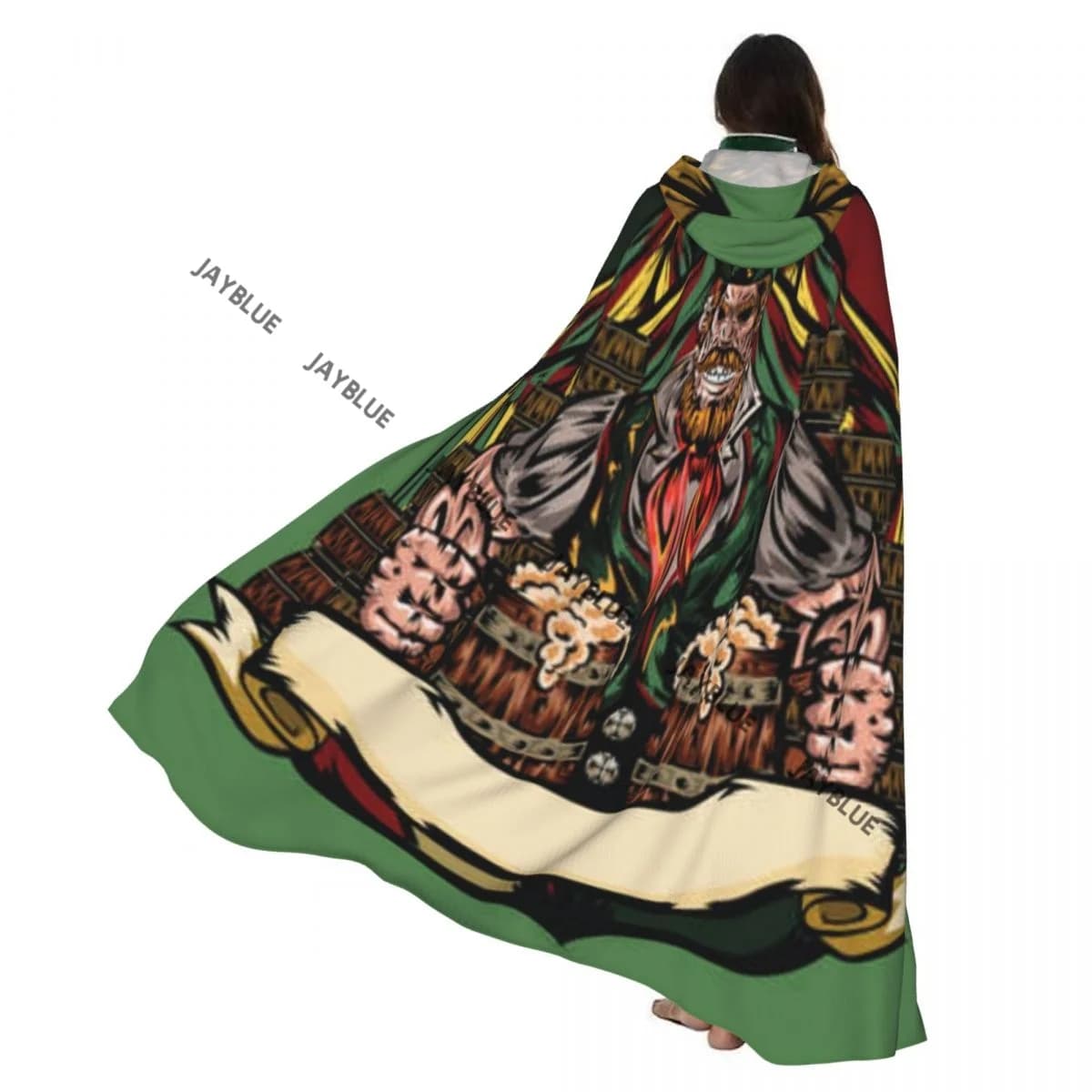 Vecchio unisex adulto con tazze da birra mantello con cappuccio lungo costume da strega cosplay