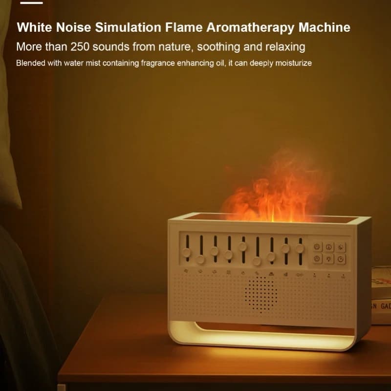 White Noise Flame Diffuser USB Simulation Flame Aromatherapy Machine Air Humidifier Aromatherapy Diffuser 5V