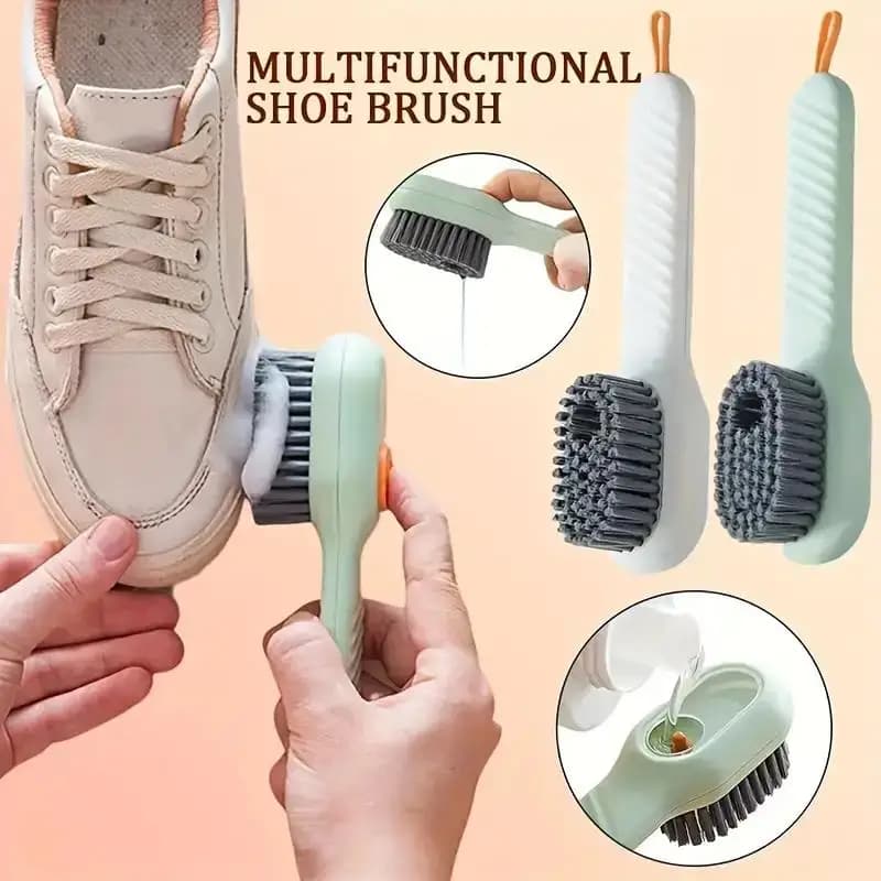 Soft Bristles Multi-Surface Liquid Shoe Brush with Ergonomic Handle for Bathroom Kitchen Laundry Cleaning