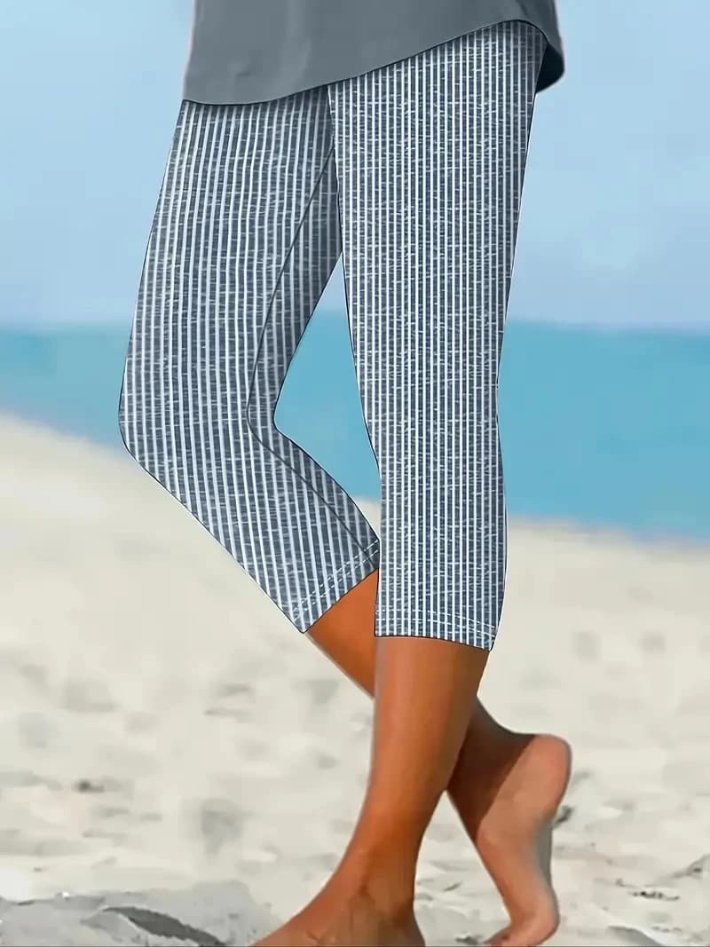 Leggings a Tre Quarti da Donna 5134 con Design Stampato