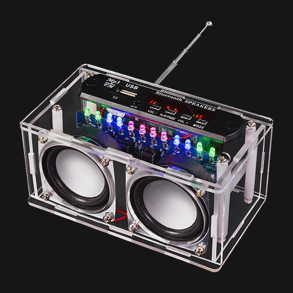 Kit altoparlante Bluetooth fai-da-te con radio FM 87,5-108MHZ Progetto di saldatura fai-da-te Pratica Kit elettronico Assemblaggio di saldatura U Disco TF