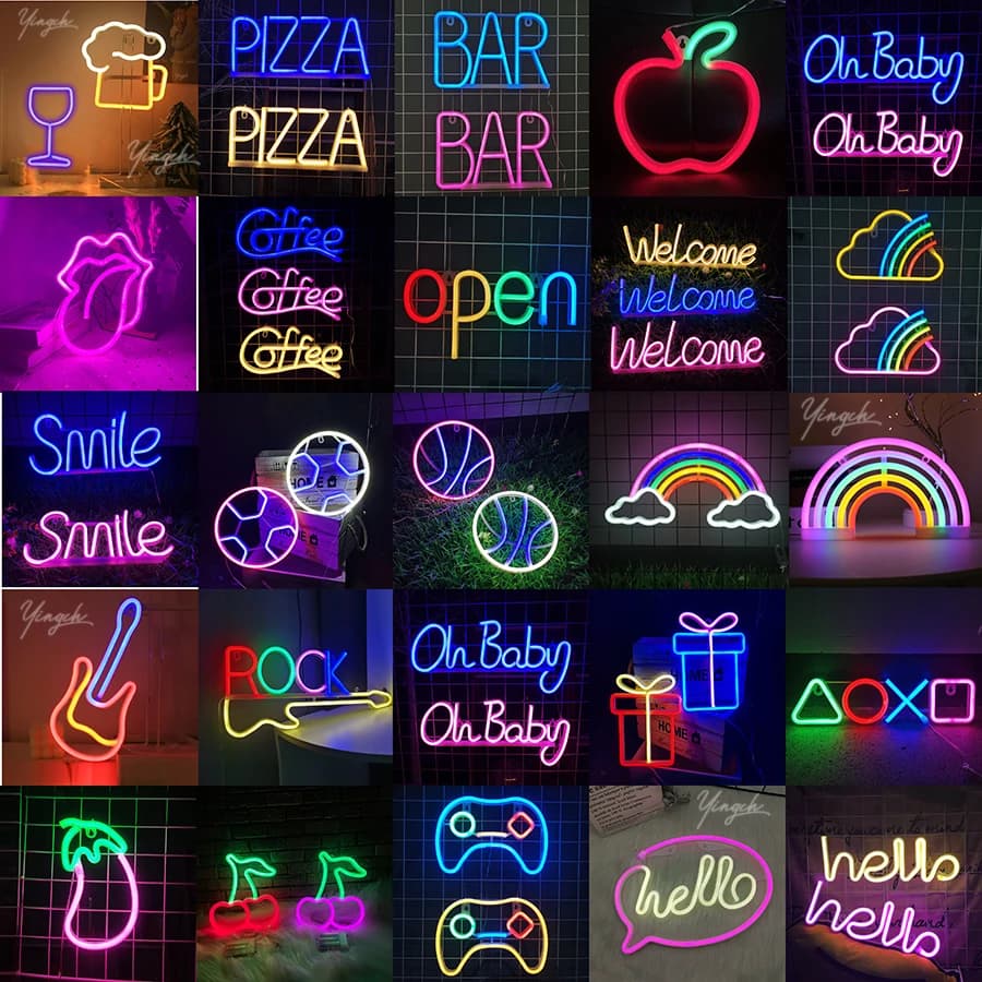 LED Neon Sign Light Letter Coffee Welcome Modeling Decoration Lamp USB & Battery Case sala giochi Bar Shop Wall regalo all'ingrosso