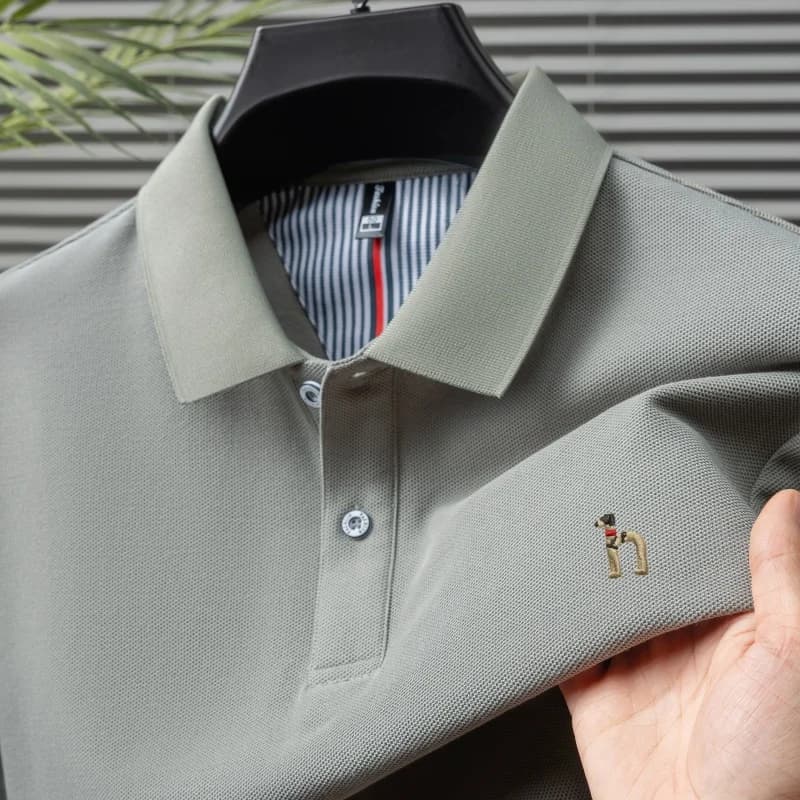 Polo da Uomo 100% Cotone Elasticizzato in Quattro Direzioni, Estivo, con Colletto, Manica Corta Elegante, per Business, Golf, Ricamato, da Viaggio e per l'Uso Quotidiano