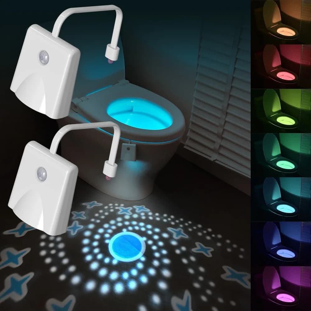 Lampada LED da Bagno con Proiezione RGB Dimmerabile, Sensore di Movimento, Luce Notturna Ricaricabile Impermeabile Decorativa