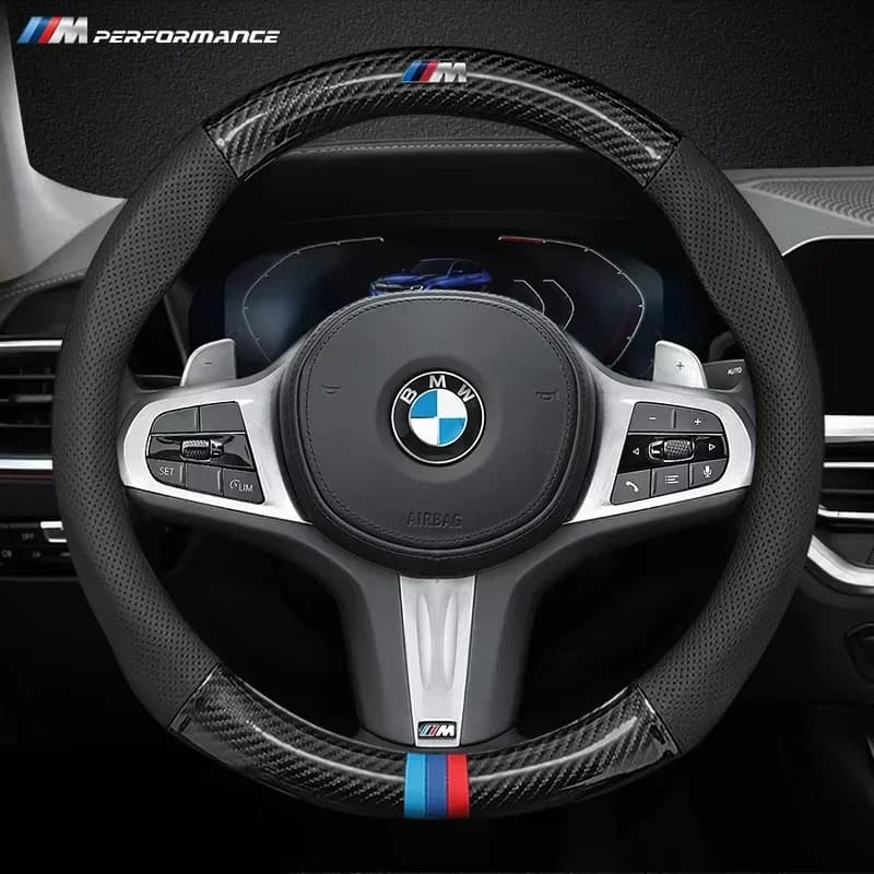 Car Steering Wheel Cover Carbon Fiber Leather For BMW M E46 E90 E60 F30 E39 F10 F20 E87 E36 F20 F30 1 2 3 5 7 Series X1 X3 X5 X7
