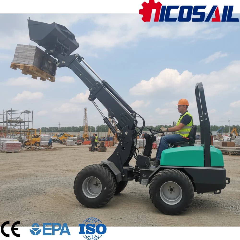 4x4 Mini Wheel Loader with Telescopic Boom and Hydraulic Controls for Farm Landscaping and Material Handling