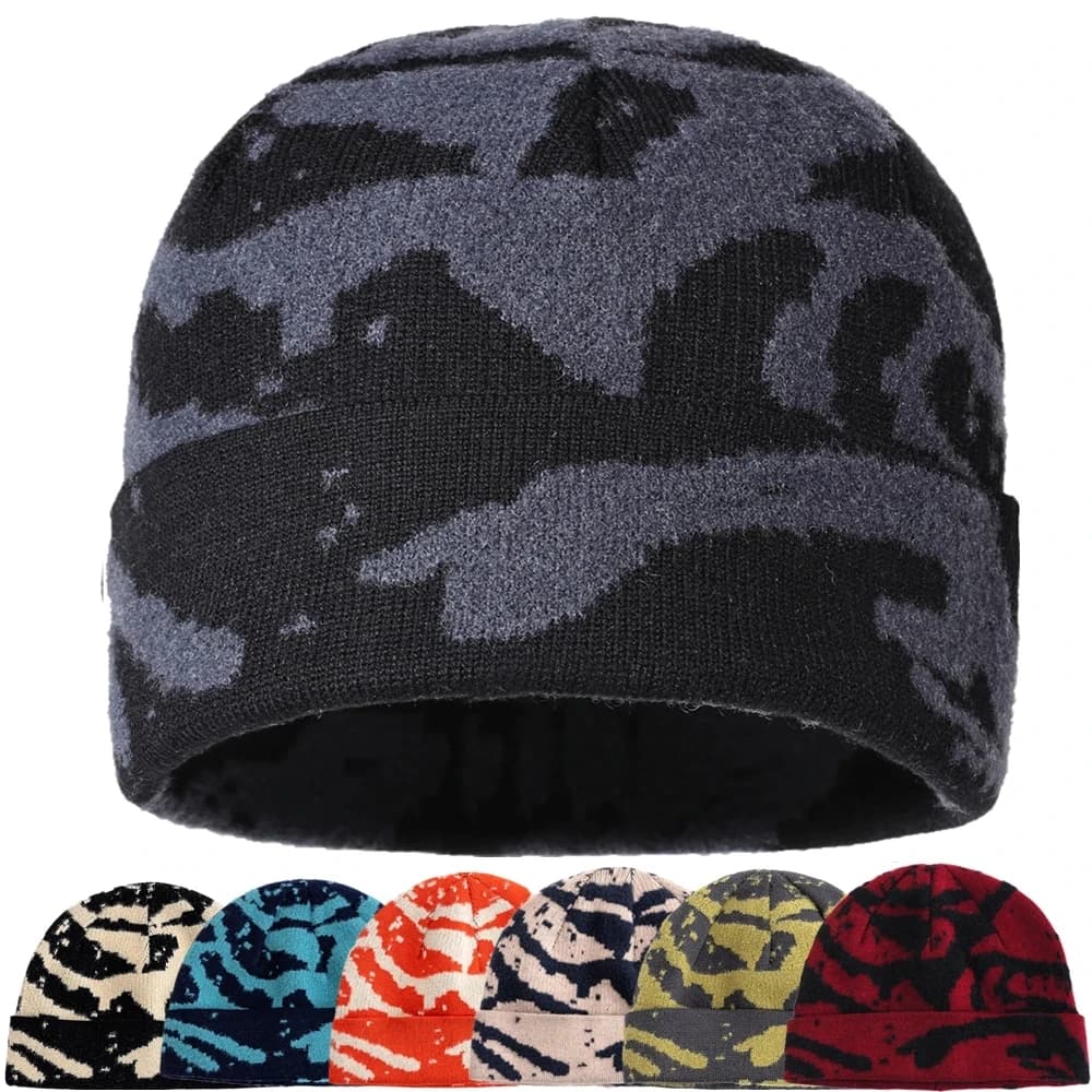 New Style Unisex Geometric Print Skull Cap Chic Winter Hats Sailor Style Hats For Men Women Autumn Outdoor Ski Beanie Cap