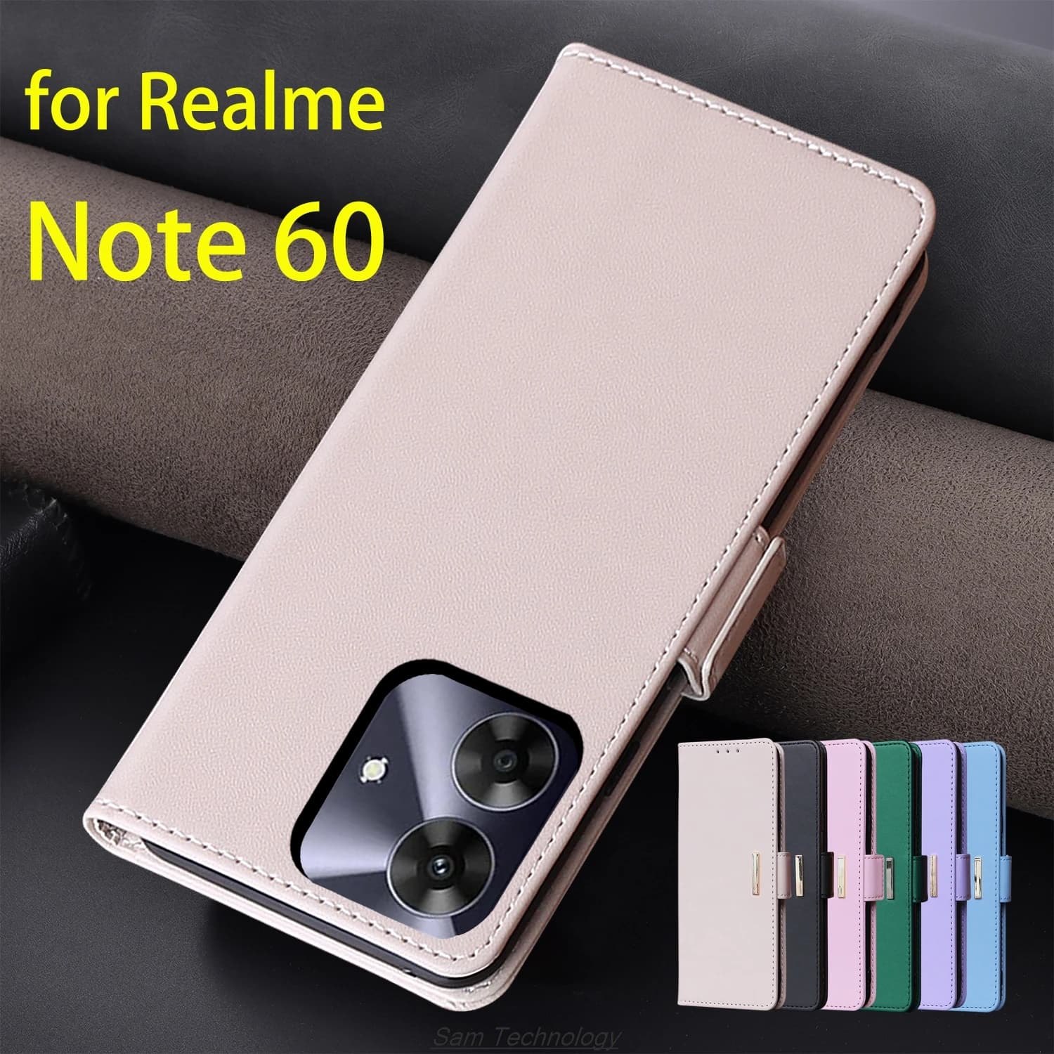 Custodia in pelle con fibbia magnetica per OPPO Realme Note 60 / Note 60X Portafoglio RFID BLOCCO Flip Cover femminile Semplice Capa Fundas Coque