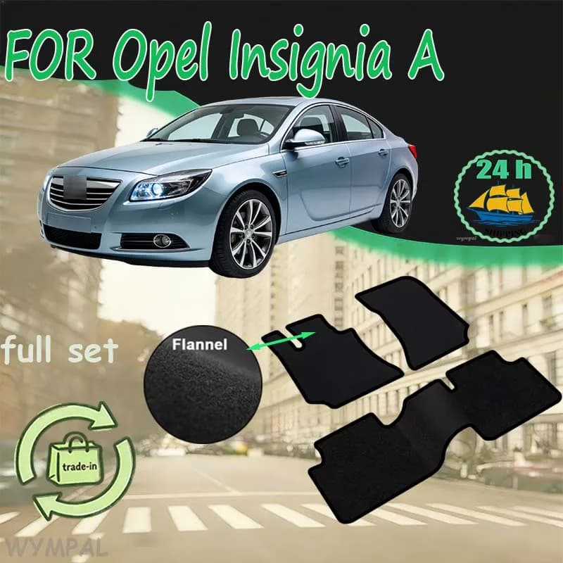 Flannel Car velour front rugs for Opel Insignia A sedan, station wagon, grand tourer, liftback (2008-2017) -Black