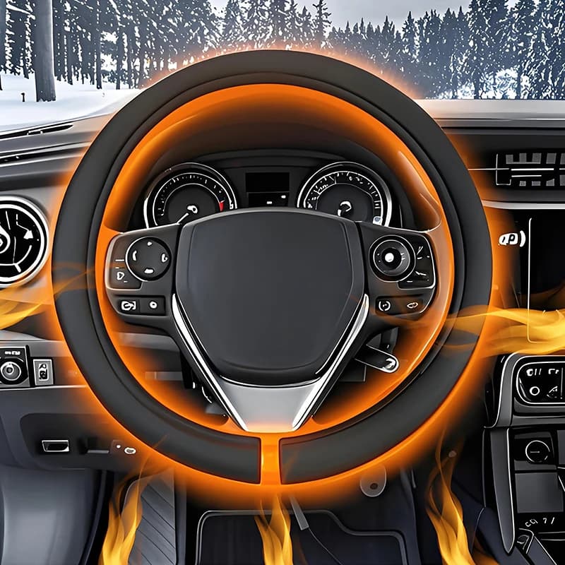 Coprivolante riscaldato 12V, caldo in inverno, protezione universale per volante, accessorio auto per auto, camion, furgoni.