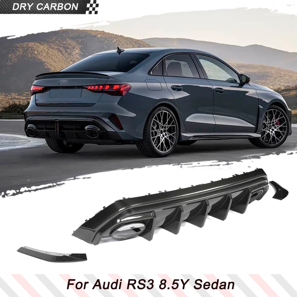 Diffusore Posteriore e Splitter Laterali in Fibra di Carbonio per Audi RS3 8.5Y Sedan 2025 2026, Kit Carrozzeria Racing