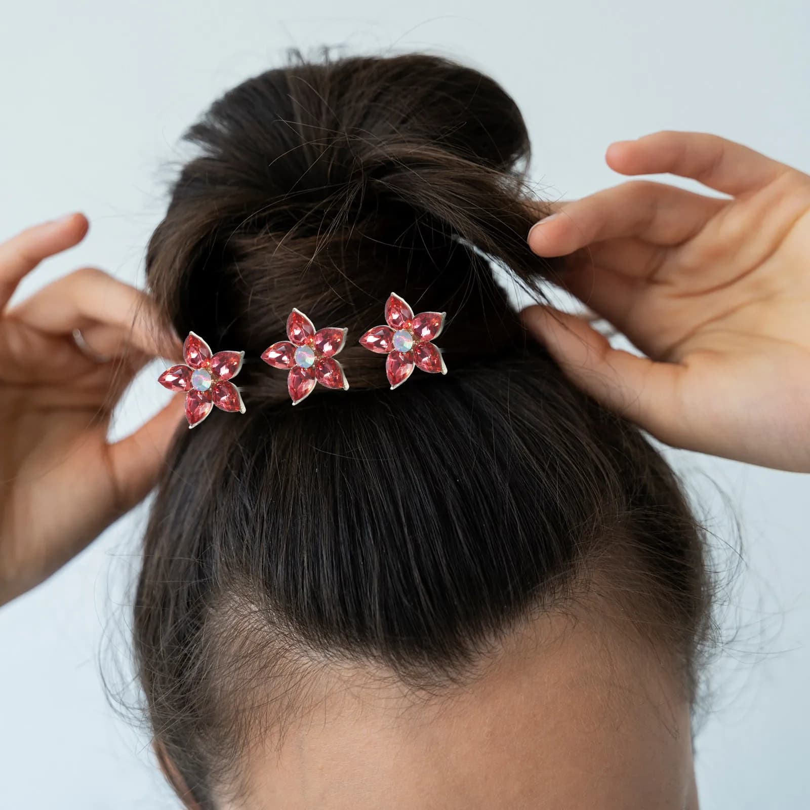 4 forcine a forma di U con strass, decorazioni floreali per capelli da sposa, accessori per chignon da donna, fermagli per capelli da sposa