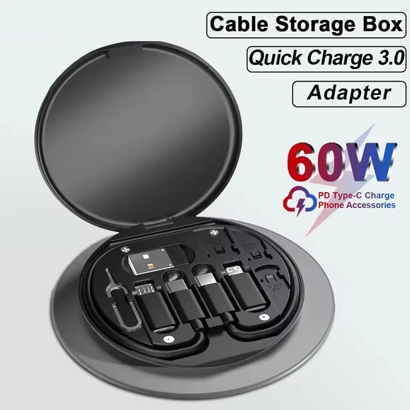 60 W USB multi charging cable adapter, USB C conversion kit from USB A and C type to micro/type C male, phone data transfer, card
