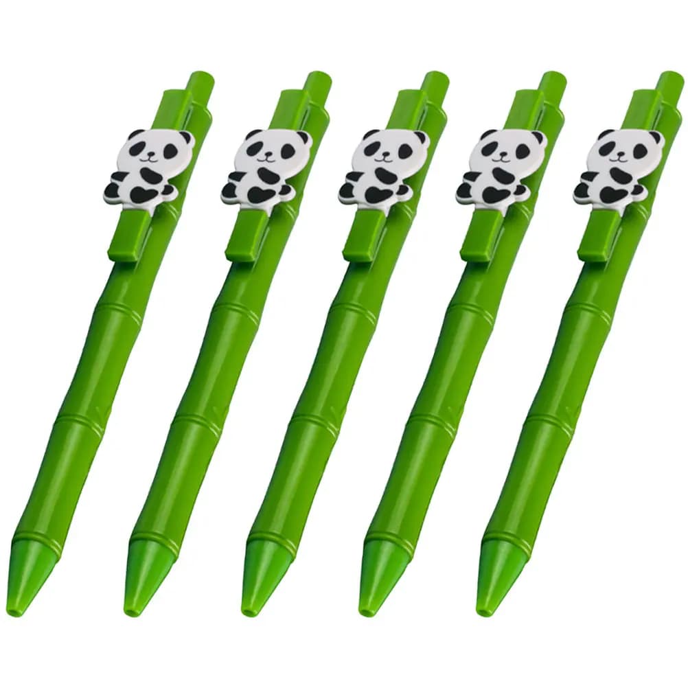 5 penne gel Panda a pressione in ABS per studenti, insegnanti, ufficio, flusso d'inchiostro fluido, impugnatura comoda, portatili, forniture scolastiche