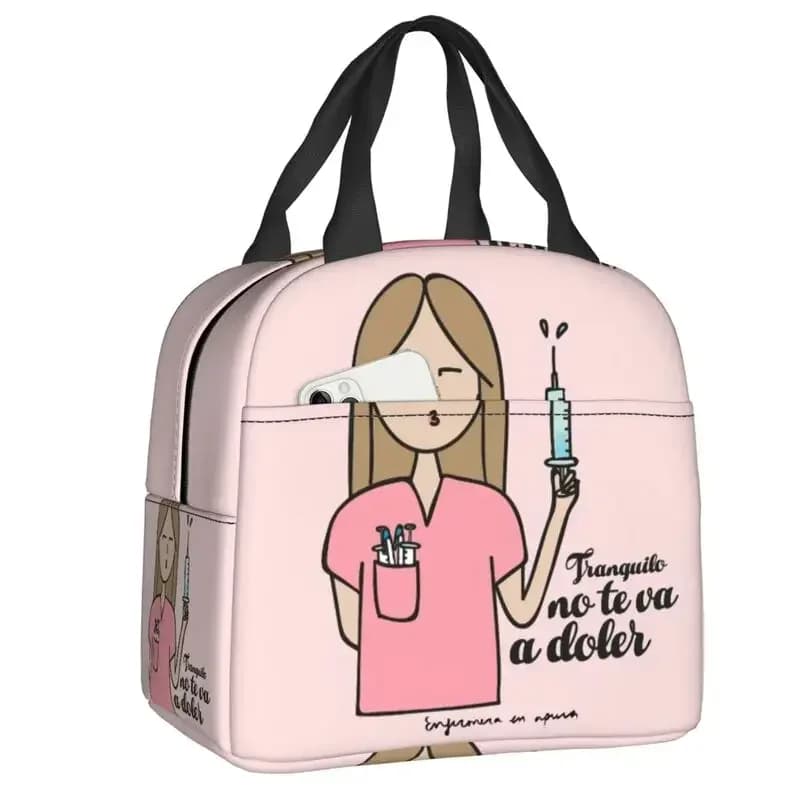 Enfermera En Apuros Dottore Infermiera Borsa per il pranzo Donna Dispositivo di raffreddamento portatile Scatola per il pranzo isolata termicamente Contenitore per alimenti Bento Box per picnic