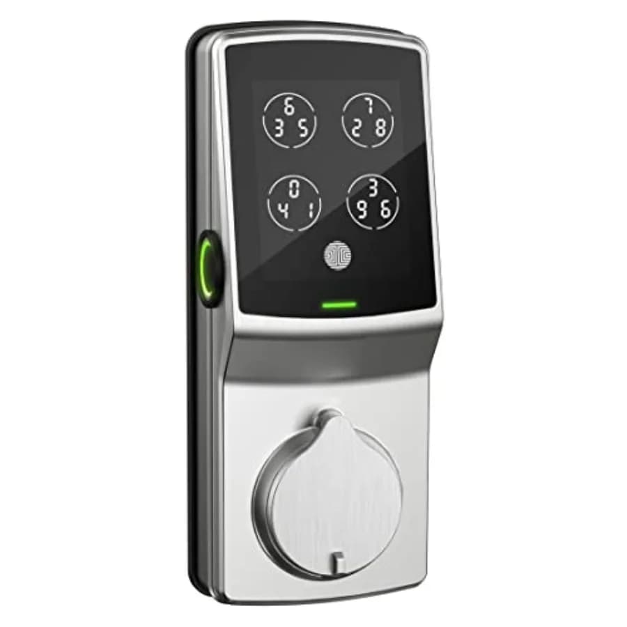 Serratura Intelligente Bluetooth Secure Plus per Porta con Ingresso Senza Chiave PIN Genie ® Sensore di impronte digitali biometrico 3D con tastiera e blocco automatico
