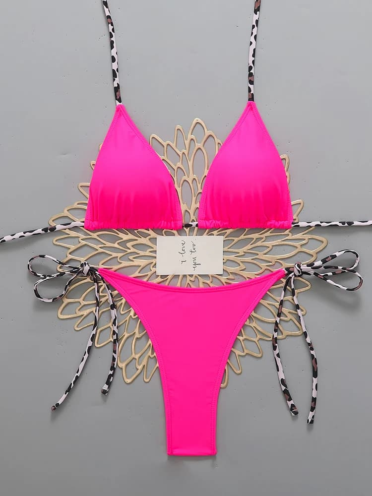 Sexy Beach Bikini Women's Leopardi 2026 - Set Micro Thong Halter with Laccetti - Costumes from Female Bathroom