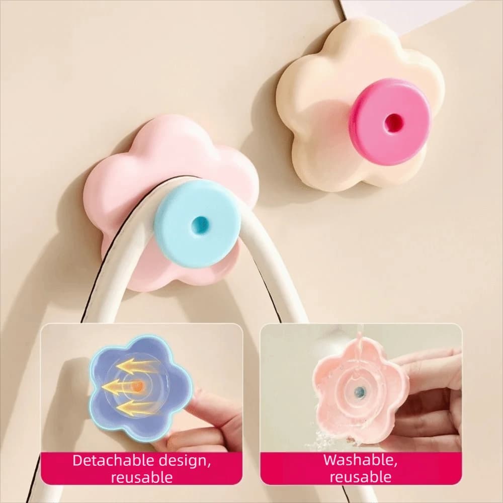 4 Pezzi Ganci a Ventosa Pratici Senza Foratura, Appendi Asciugamani Decorativi da Parete, Ganci a Fiore Impermeabili per Ingresso