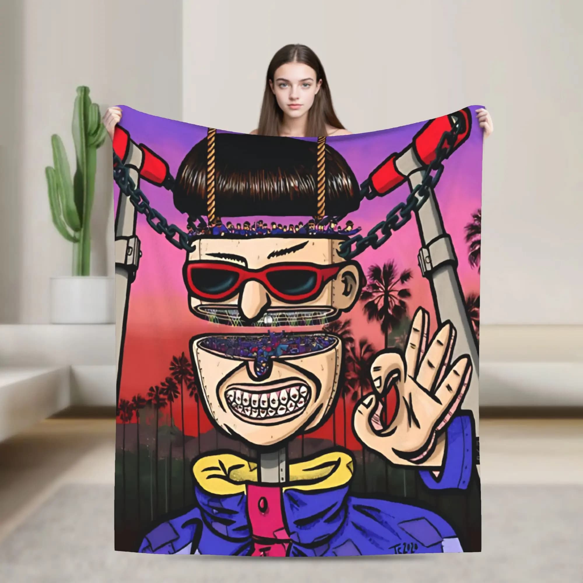 Retro Pop Oliver Tree RIP Knitted Blankets Flannel Throw Blanket Summer Air Conditioning Decoration Lightweight Bedspreads